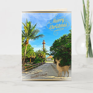 God jul från Sanibel Island FL Lighthouse Helgkort