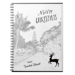 God jul från Sanibel Island Lighthouse FL Anteckningsbok