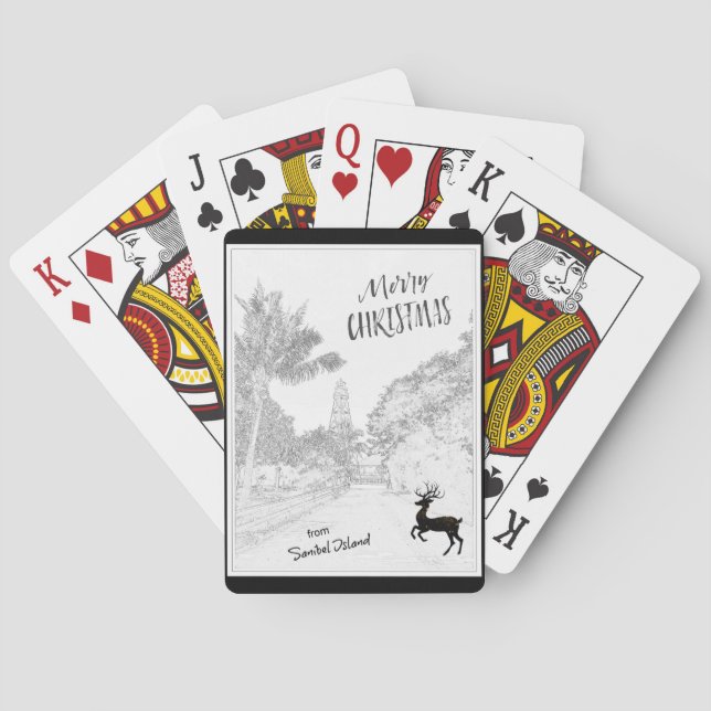 God jul från Sanibel Island Lighthouse FL Casinokort (Baksidan)