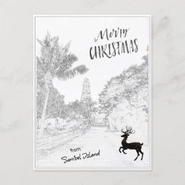 God jul från Sanibel Island Lighthouse FL Helg Vykort