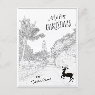 God jul från Sanibel Island Lighthouse FL Helg Vykort