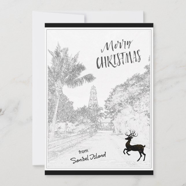 God jul från Sanibel Island Lighthouse FL Julkort (Framsida)