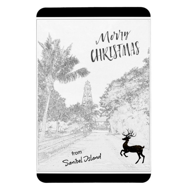 God jul från Sanibel Island Lighthouse FL Magnet (Vertikal)