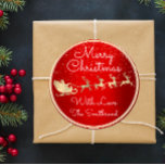 God jul från Santa Reindeer Sleight Red Runt Klistermärke<br><div class="desc">FlorenceK:s Festive Flair 🎅 🦌 öppningsscenen: Zazzles Winter Wonderland 🎬 Amidst the snöwiwy soirees of Zazzle, där elvar kan vara hemliga konstruktörer och renar leveranskillarna, FlorenceK sprinklade lite julmagi. Inte med ett trollspö, utan med stollig. Ange "God jul från Santa Reindeer Sleigh Red Classic Round Sticker". Ett namn så fetivt,...</div>
