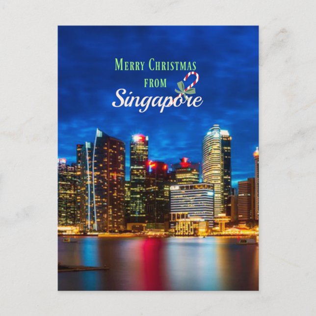 God jul från Singapore Vykort (Framsida)