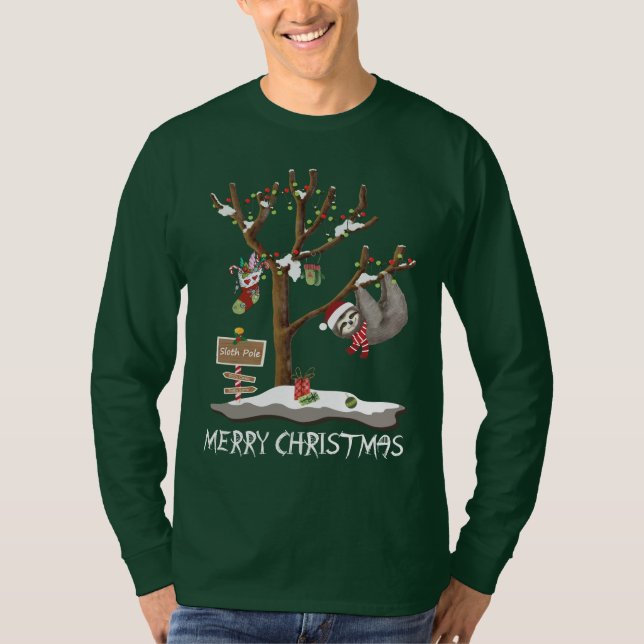 GOD JUL FRÅN SLOTHPOLmanar helgdag T Shirt (Framsida)