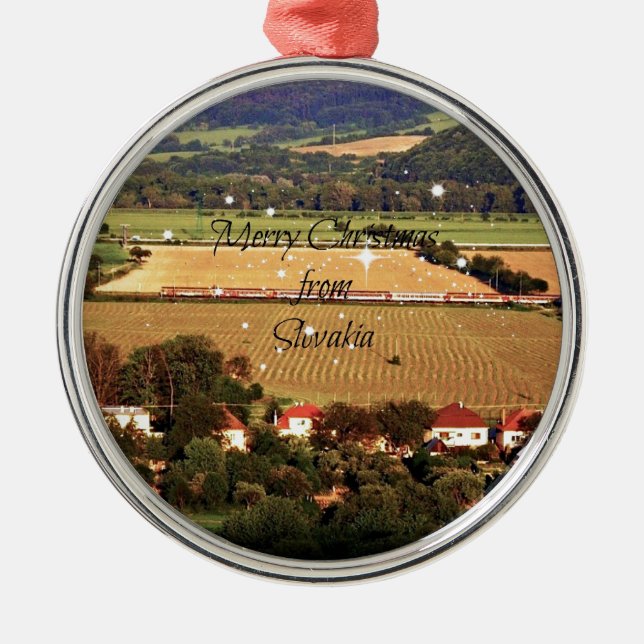 god jul från Slovakien Julgransprydnad Metall (Framsidan)