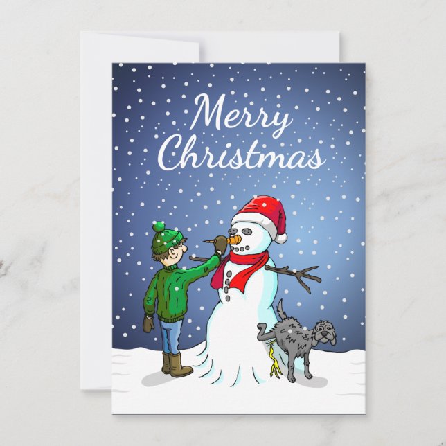 God jul från snömannen julkort (Framsida)