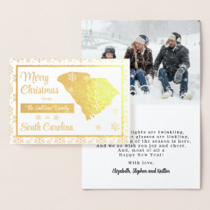 God jul från South Carolina State Foto Folierat Kort
