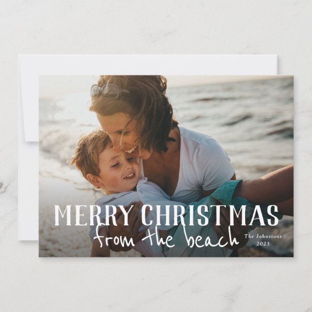 God jul från strandens fotoholidaykort kort (Framsida)