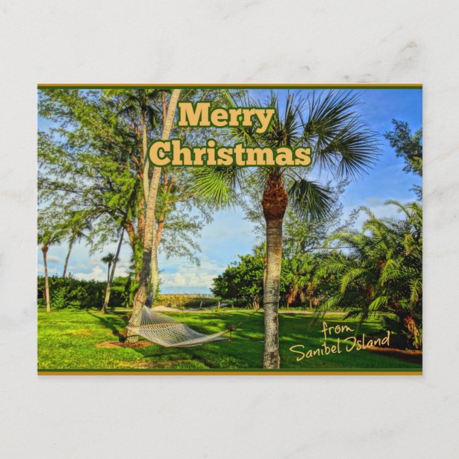 God jul från Sunny Sanibel Island Florida Vykort (Framsida)