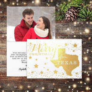 God jul från Texas State Outline Photo Foi Folierat Kort