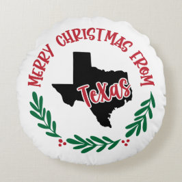 God jul från Texas US Red Grönt White Rund Kudde