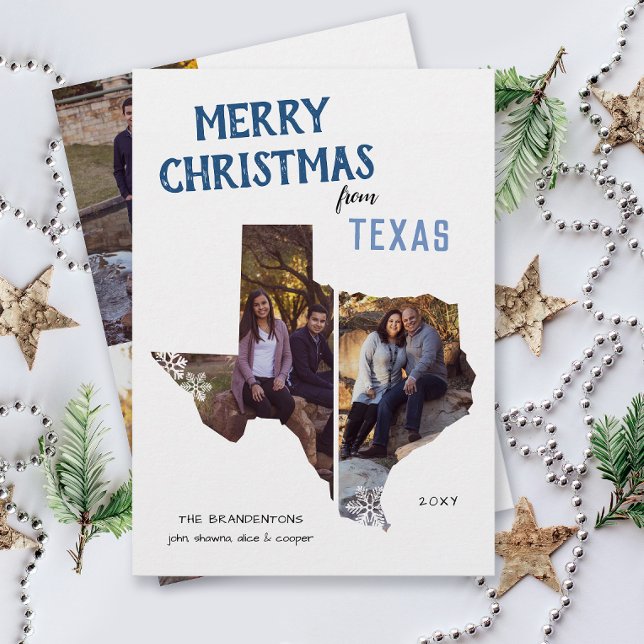 God jul från Texas Vi har flyttat (From Texas with love four photo Christmas holiday card and moving announcement )