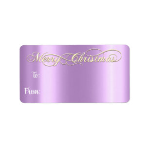 God jul från till hand uthyrd Guld Lila Adressetikett
