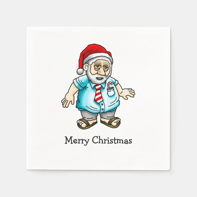 God Jul från Tomten i Sandaler Pappersservett (Framsidan)