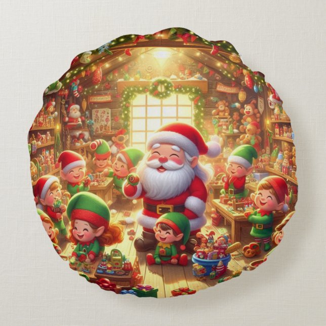 God Jul från Tomten och hans tomtebarn  Rund Kudde (Baksidan)