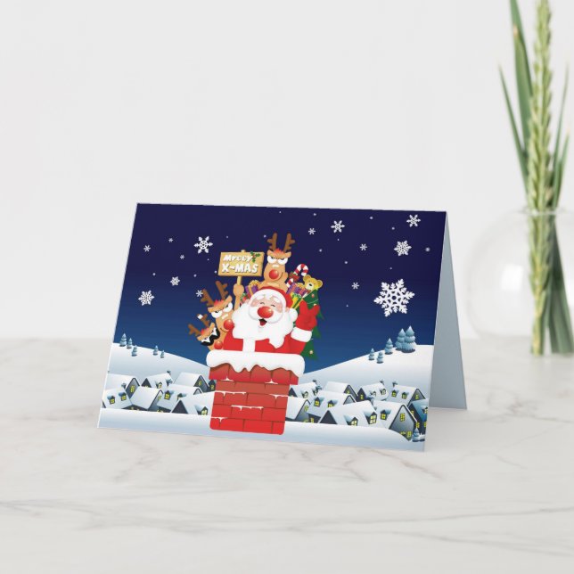 God jul från tomtens besättning helgkort (Framsida)