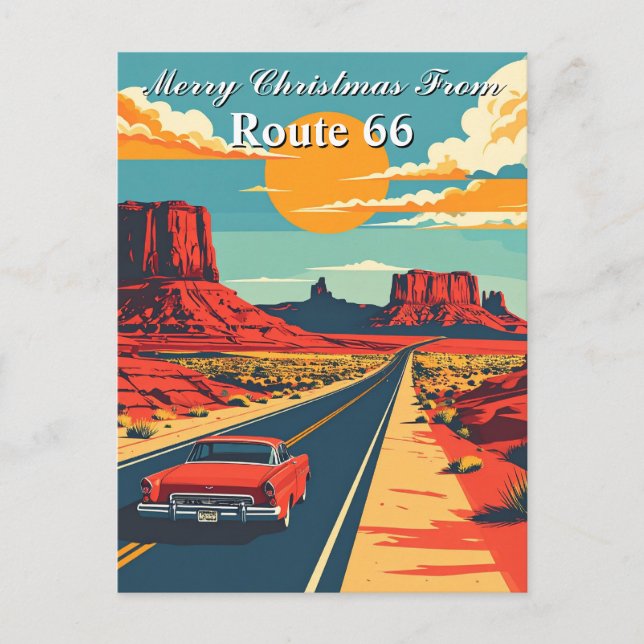 God jul från väg 66 Retro Road Resa Vykort (Framsida)