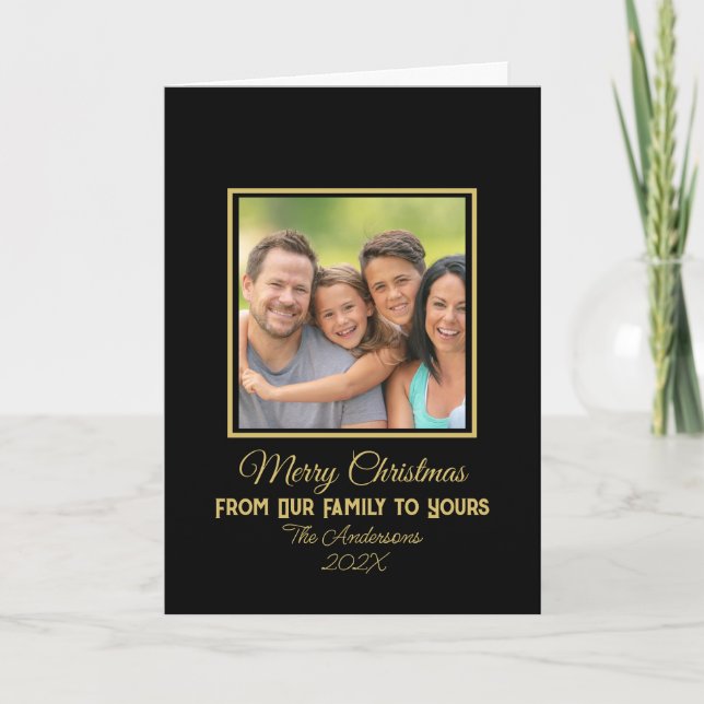 God jul från vår familj till ditt foto kort (Framsida)