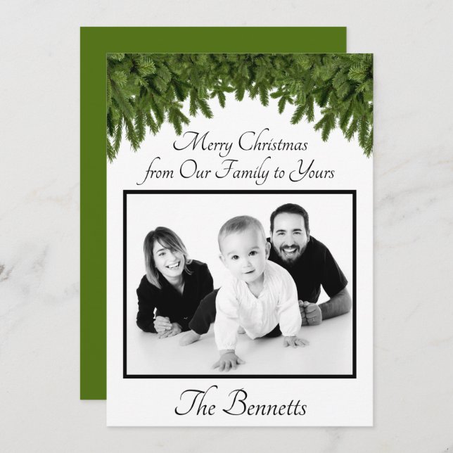 God jul från vår familj till ditt fotokort inbjudningar (Fram/baksida)