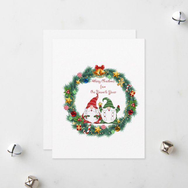 God jul från vår Gnome till din på en  Julkort (Fram/Back In Situ)