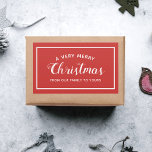 God jul från vår Red Sticker Rektangulärt Klistermärke<br><div class="desc">Ett mycket god jul-klistermärke från vår familj till er. Lägg till din familj namn eller behålla som den är. God jul och Glad helg!</div>