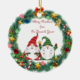 God Jul från vår Tomte till din på en  Julgransprydnad Keramik