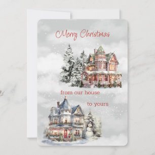 God jul från vårt hus till Yours Victorian Julkort