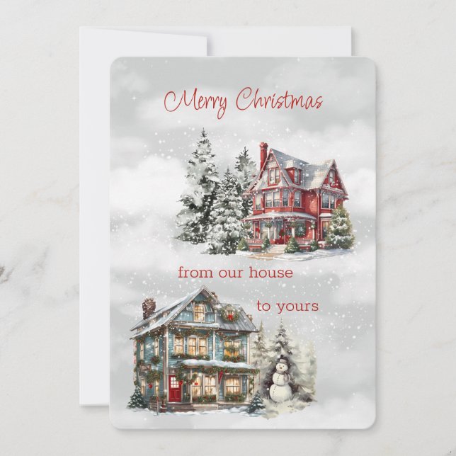God jul från vårt hus till Yours Victorian Julkort (Framsida)