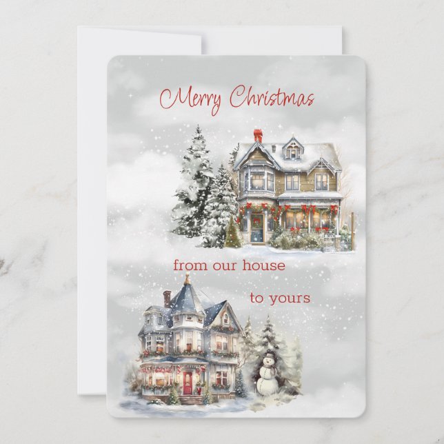 God jul från vårt hus till Yours Victorian Julkort (Framsida)