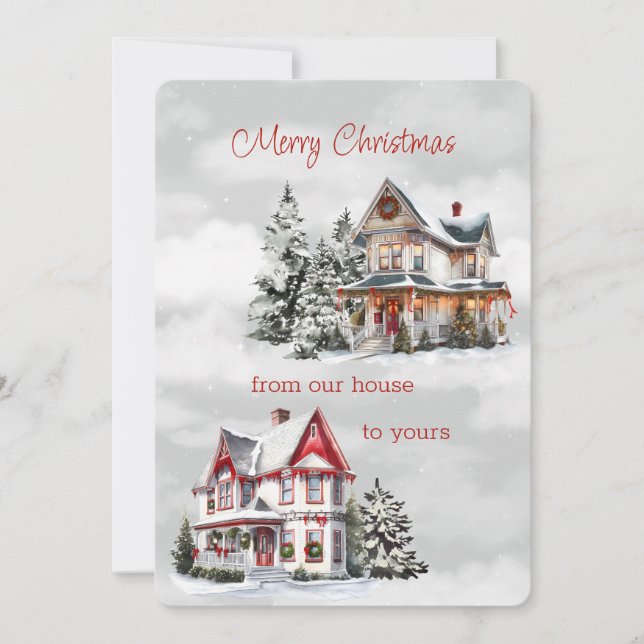 God jul från vårt hus till Yours Victorian Julkort (Framsida)