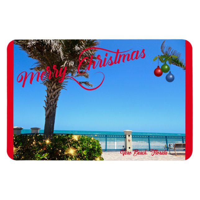 God jul från Vero Beach Florida Oceanfront Magnet (Horisontell)
