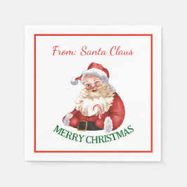 God jul från Vintage Jultomten Pappersservett