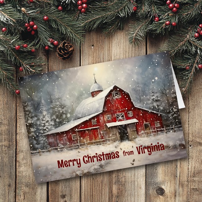 God jul från Virginia Winter Barn Card Hälsningskort (Skapare uppladdad)