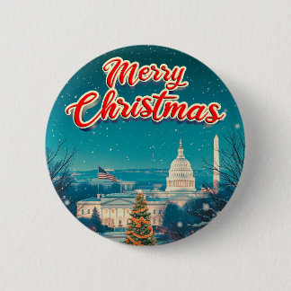 God jul från Washington Dc Vintage Retro Knapp