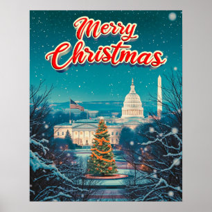 God jul från Washington Vintage Retro Poster