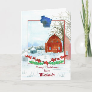 God jul från Wisconsin Red Barn Kort