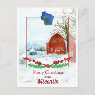 God jul från Wisconsin Winter Snö Vykort