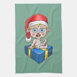 God jul från Young Santa Santa Kökshandduk