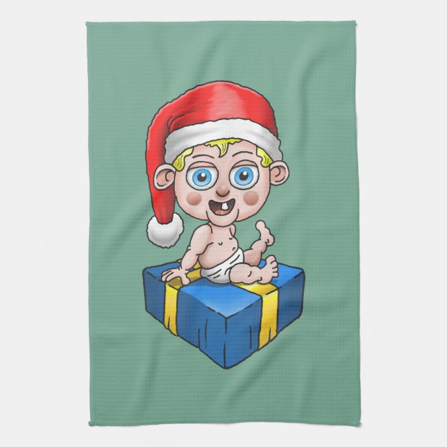 God jul från Young Santa Santa Kökshandduk (Vertikal)