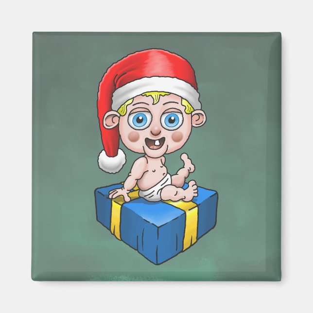 God jul från Young Santa Santa Magnet (Framsidan)