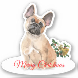 God jul Fransk Bulldog Anpassningsbar-cut vinyl Klistermärken