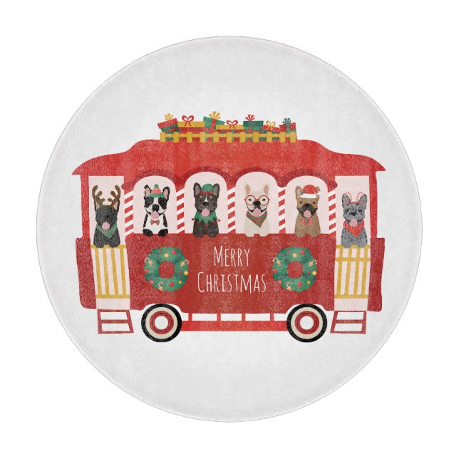 God jul Fransk Bulldog Helgdag Trolly (Framsidan)