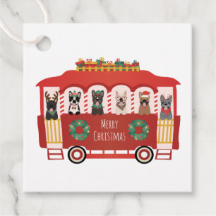 God jul Fransk Bulldog Helgdag Trolly Gåvor Etiketter