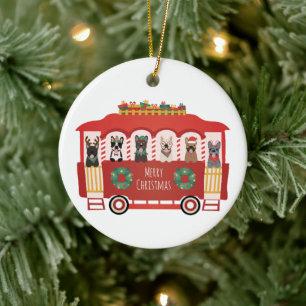 God jul Fransk Bulldog Helgdag Trolly Julgransprydnad Keramik