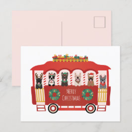 God jul Fransk Bulldog Helgdag Trolly Vykort