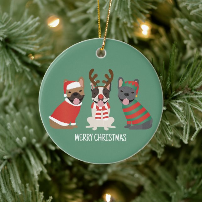 God jul Fransk Bulldog Julgransprydnad Keramik (Träd)