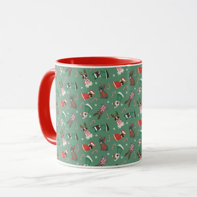 God jul Fransk Bulldog Mugg (Framsida vänster)