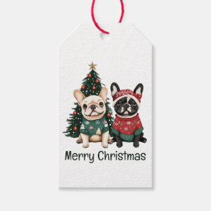 God jul Fransk Bulldog Presentetikett